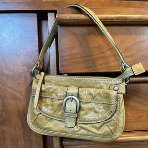Fossil small green leather shoulder bag